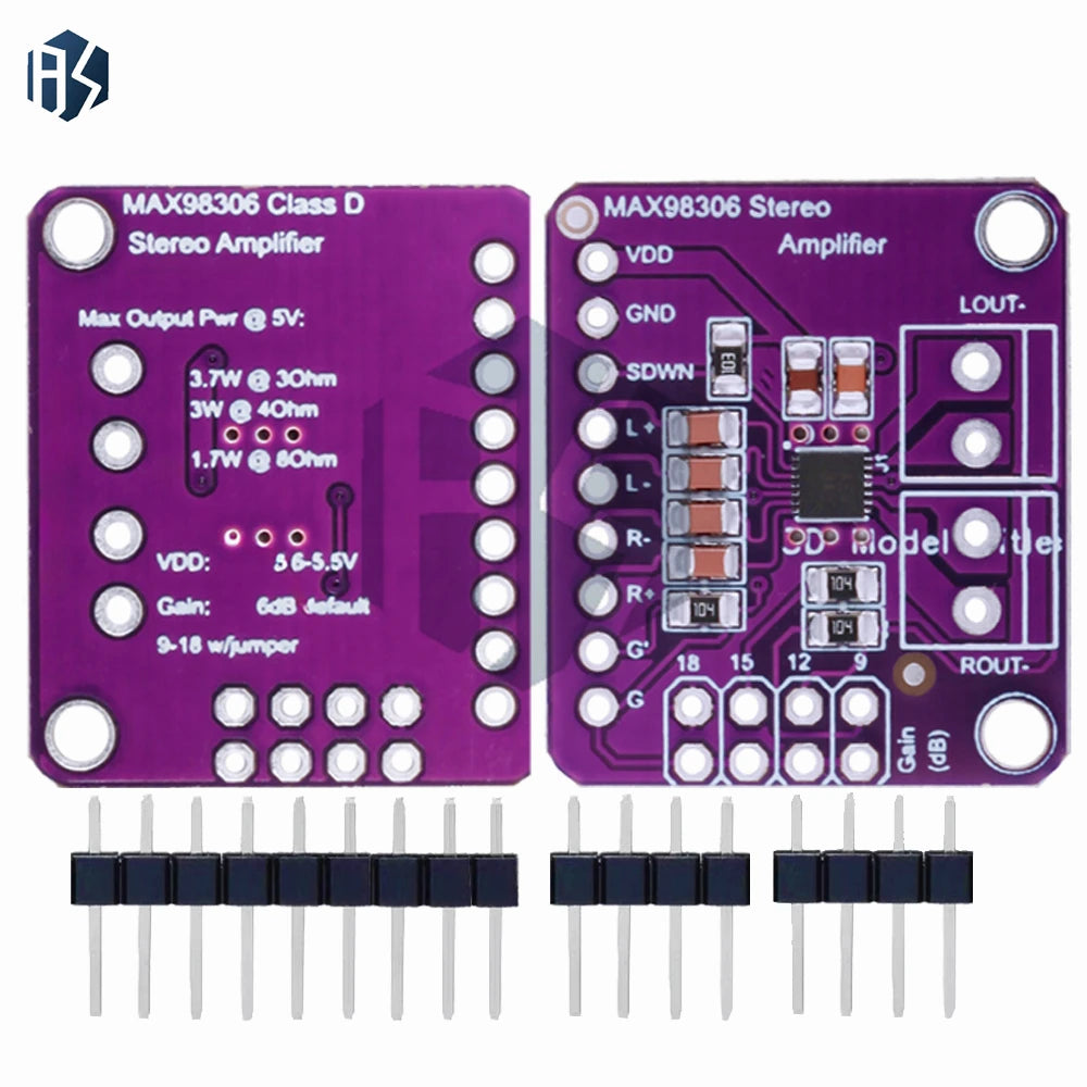 1~10PCS EGBO CJMCU-98306 MAX98306 3.3V~5.5V Stereo Class D Amplifier Class AB Audio 3.7W Gain setting 6DB 9DB 12DB 15DB 18DB Zpaxo