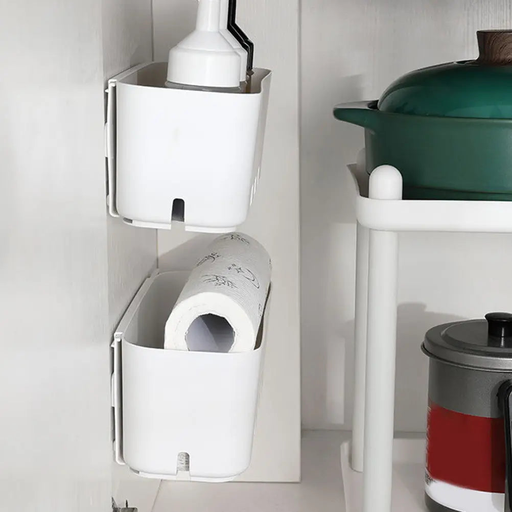 Compact Wall Mounted Storage Organizer No Drill Adhesive Hanging Bin
