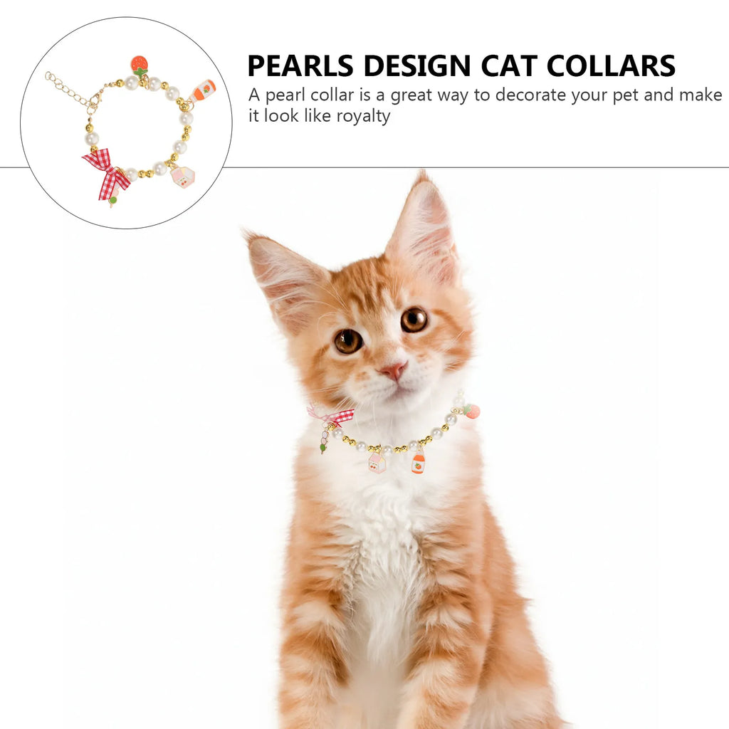 Pearl Design Pet Collar Bowknot Pendant Decorative Cat Dog Necklace