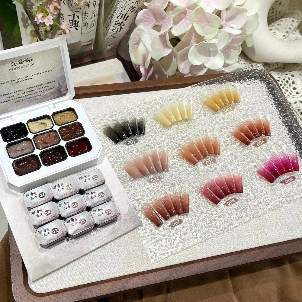 9-Color Chinese Style Gel Nail Glitter & Eye Shadow Palette Gel Nail Glitter Palette Zpaxo 9colors-set13
