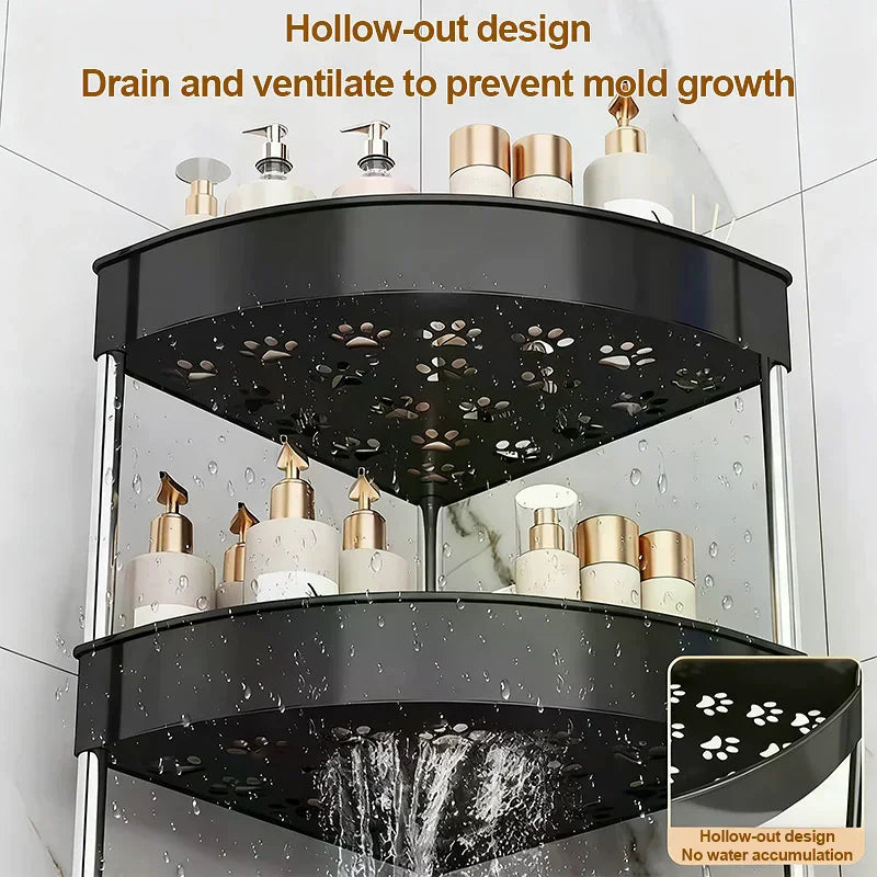 Bedroom Toiletries Storage Rack Stainless Steel 2/3/4/5 Layers Home Organizer Rack Bathroom Corner Shelf With Wheel Zpaxo