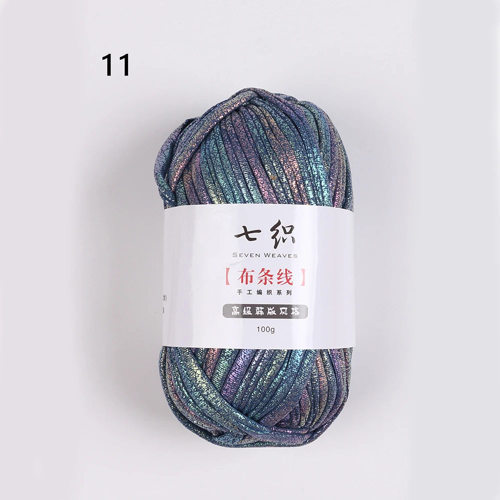 100g/Roll Metallic Crochet Yarn Imitation Leather Shiny Crochet Yarn Fabric Yarn for Knitting T-Shirt Bag Craft Zpaxo Blue