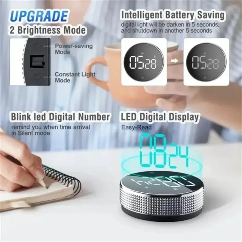LED Digital Kitchen Timer – Magnetic Rotary Countdown Timer Kitchen Countdown Timer Zpaxo