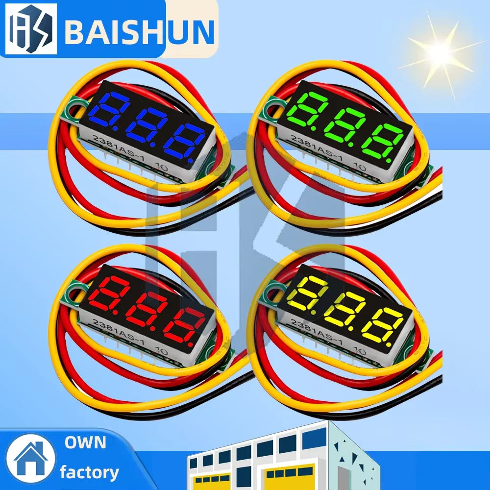 High-precision 0 28 3-Wire Digital Voltmeter LED Display DC 4 5V-30V Zpaxo