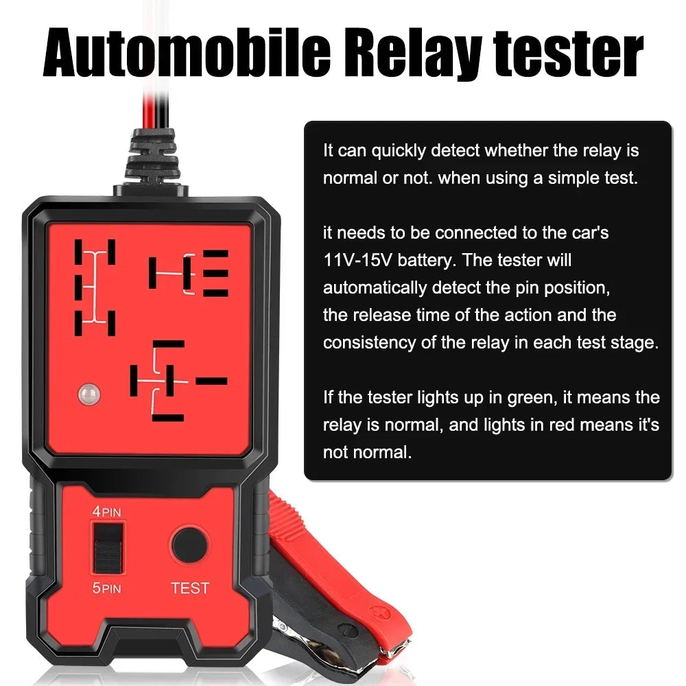 Electronic Relay Tester 12V Car Battery Voltage Checker Relay Trigger Test Tool Universal Relay Tester with LED Indicator Zpaxo