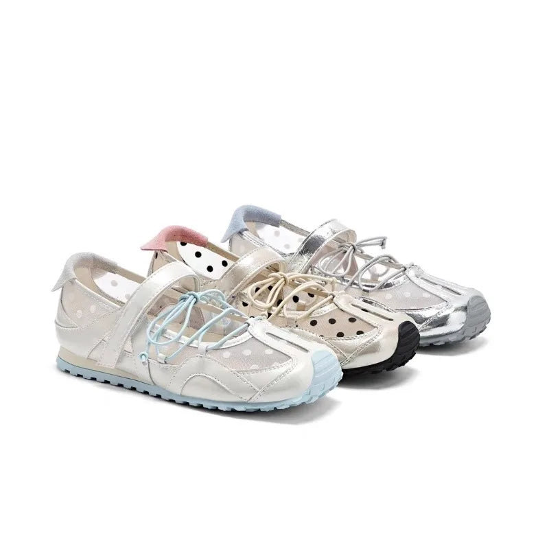 Women's Wave Point Comfortable Hollow Out Breathable Single Shoes Zpaxo
