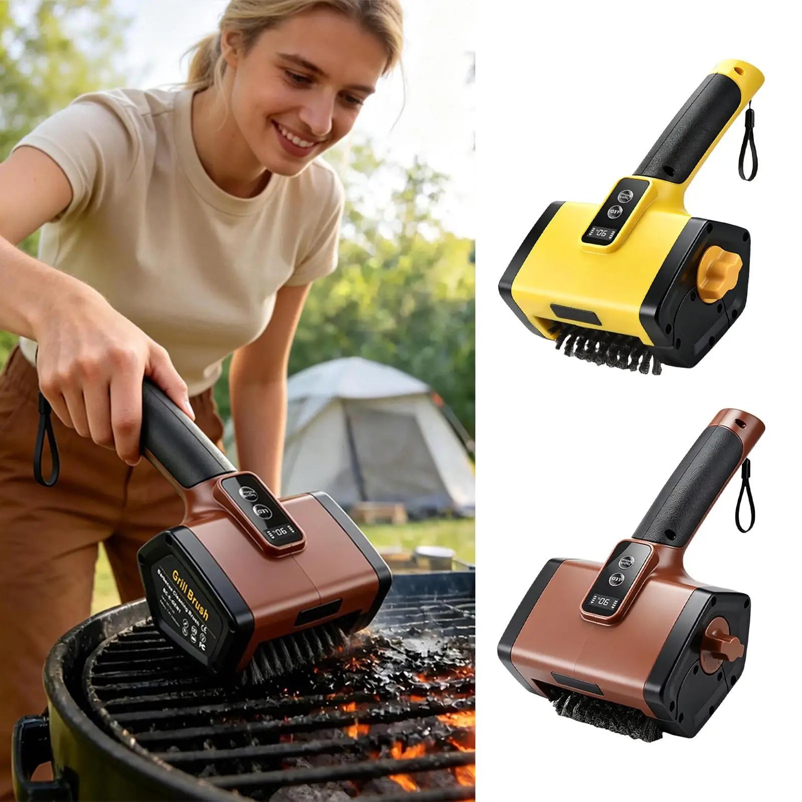 Electric Grill Brush 3000mAh 2 Powerful Speed Rechargeable Electric Grill Cleaner For Barbecue Grates Oven Kitchen Camping Zpaxo