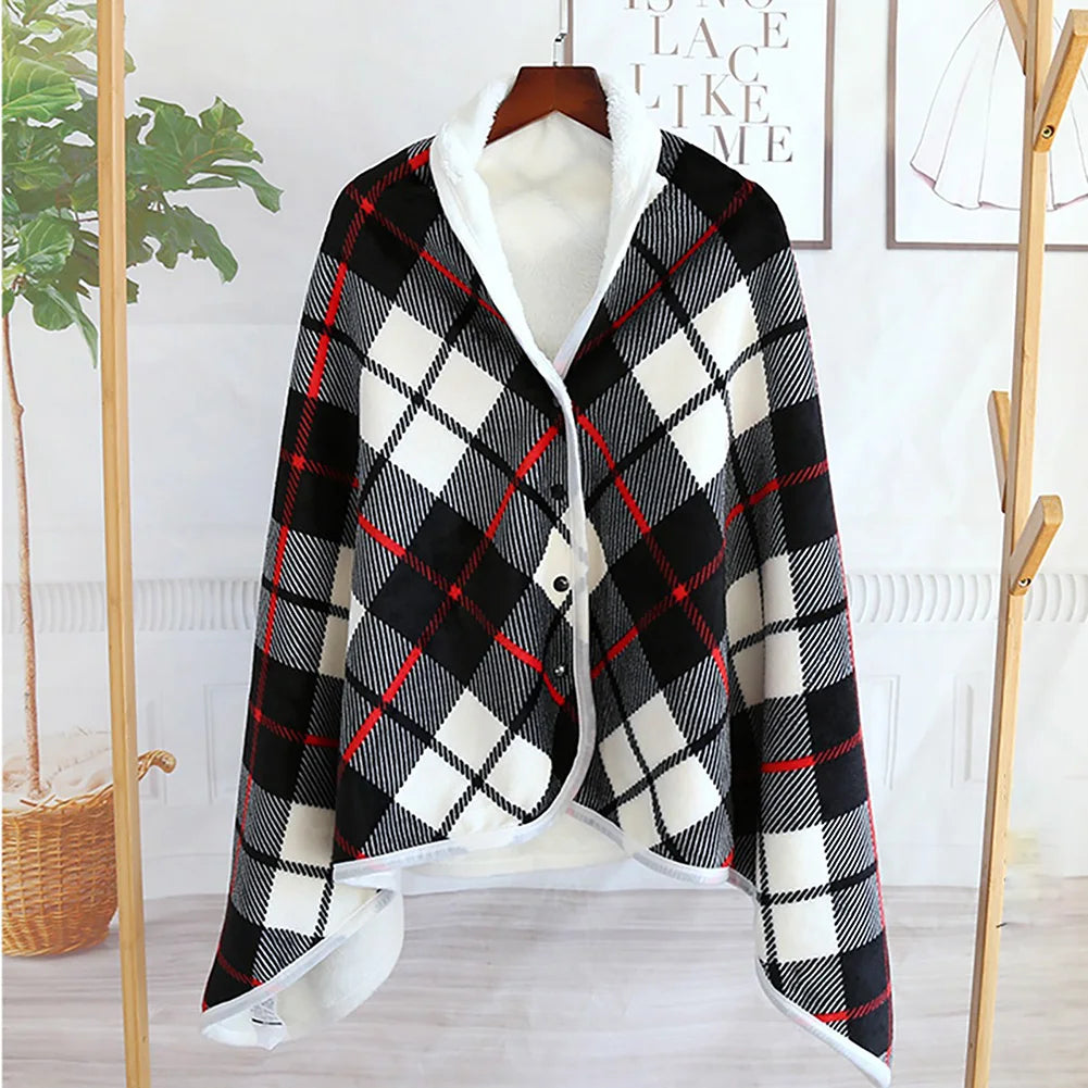 5V Wearable Heating Electric Blanket Shawl 3 Heated Level Throw Blanket USB Charging Coral Velvet 8 Heated Areas Fast Heating Zpaxo