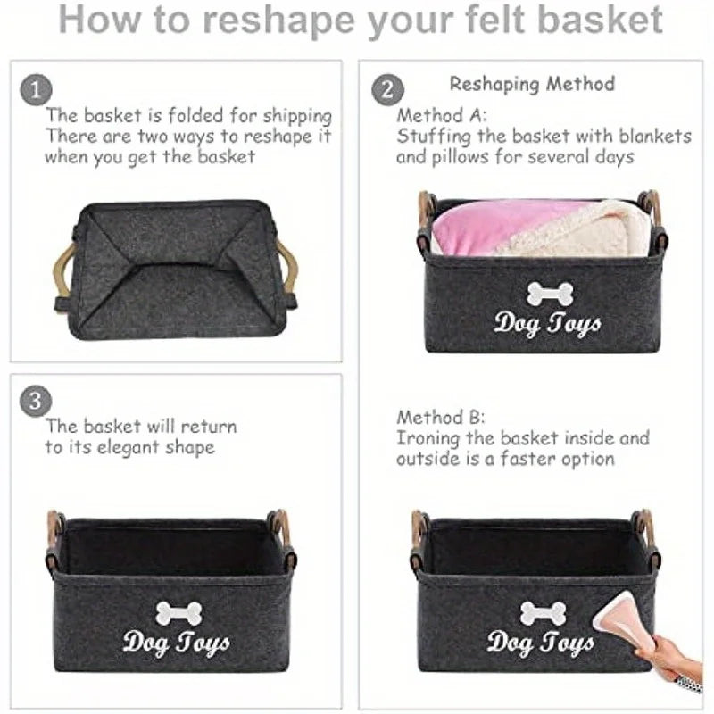 Felt Pet Toy Box, Dog Toy Box, Storage Basket Chest Organizer - Perfect For Organizing Pet Zpaxo