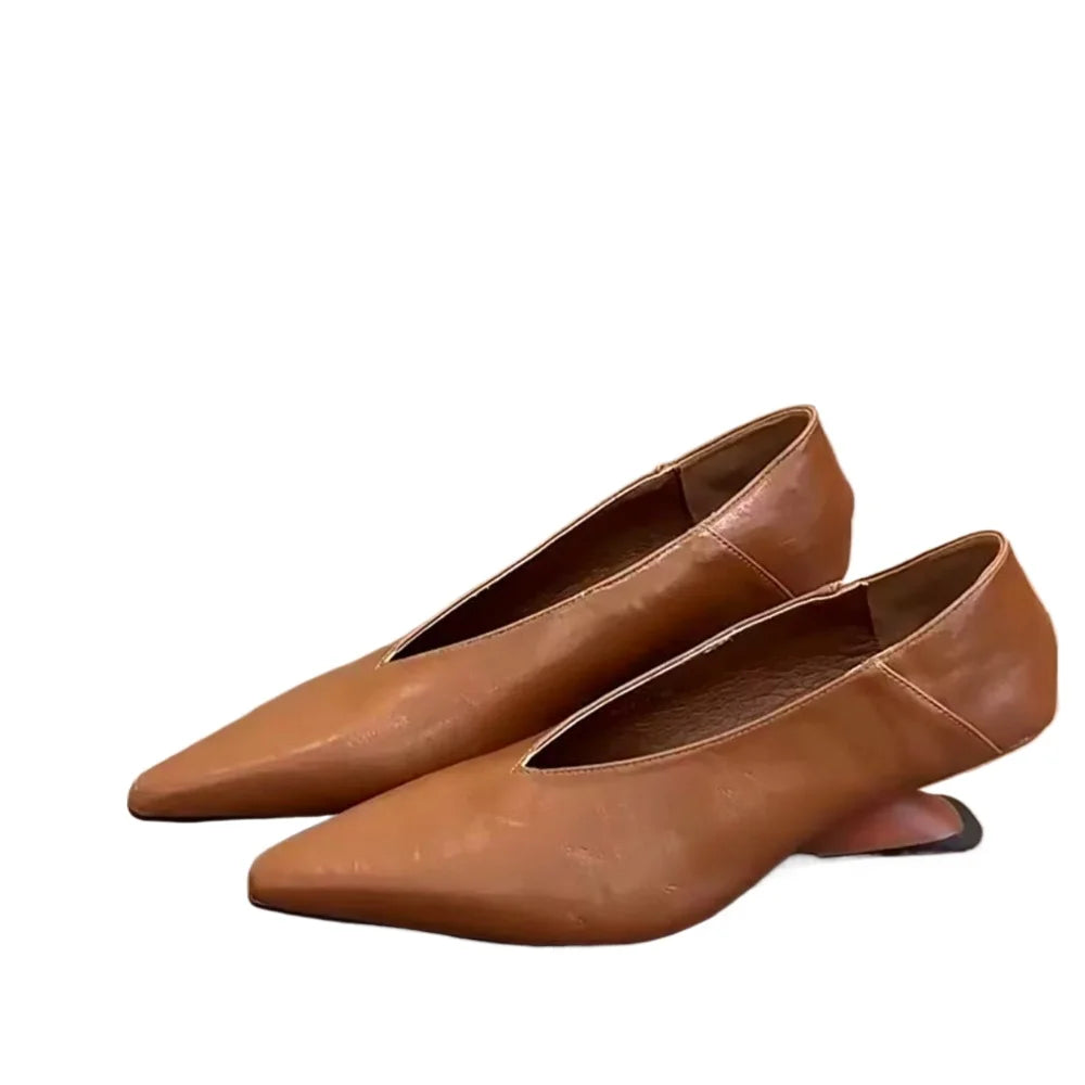 Comfortable Soft Leather Designer Shoes Women's Pointed Non-slip