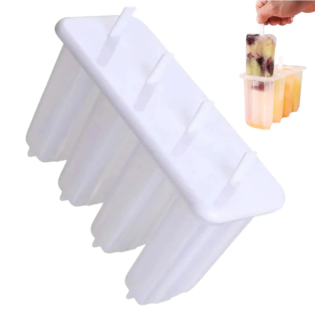4-Cavity Popsicles Mold With Lid Home Made Homemade Mung Bean Popsicles Homemade Ice Cream Cubes Tray DIY Ice Cream Molds Zpaxo