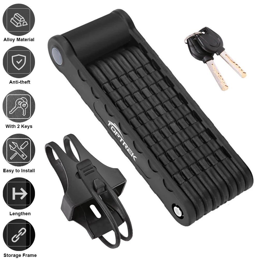 Toptrek Bicycle Lock Foldable Bike Lock MTB Road Fold Lock High Security Anti-Theft Scooter Electric E-Bike Bicycle Accessories Zpaxo