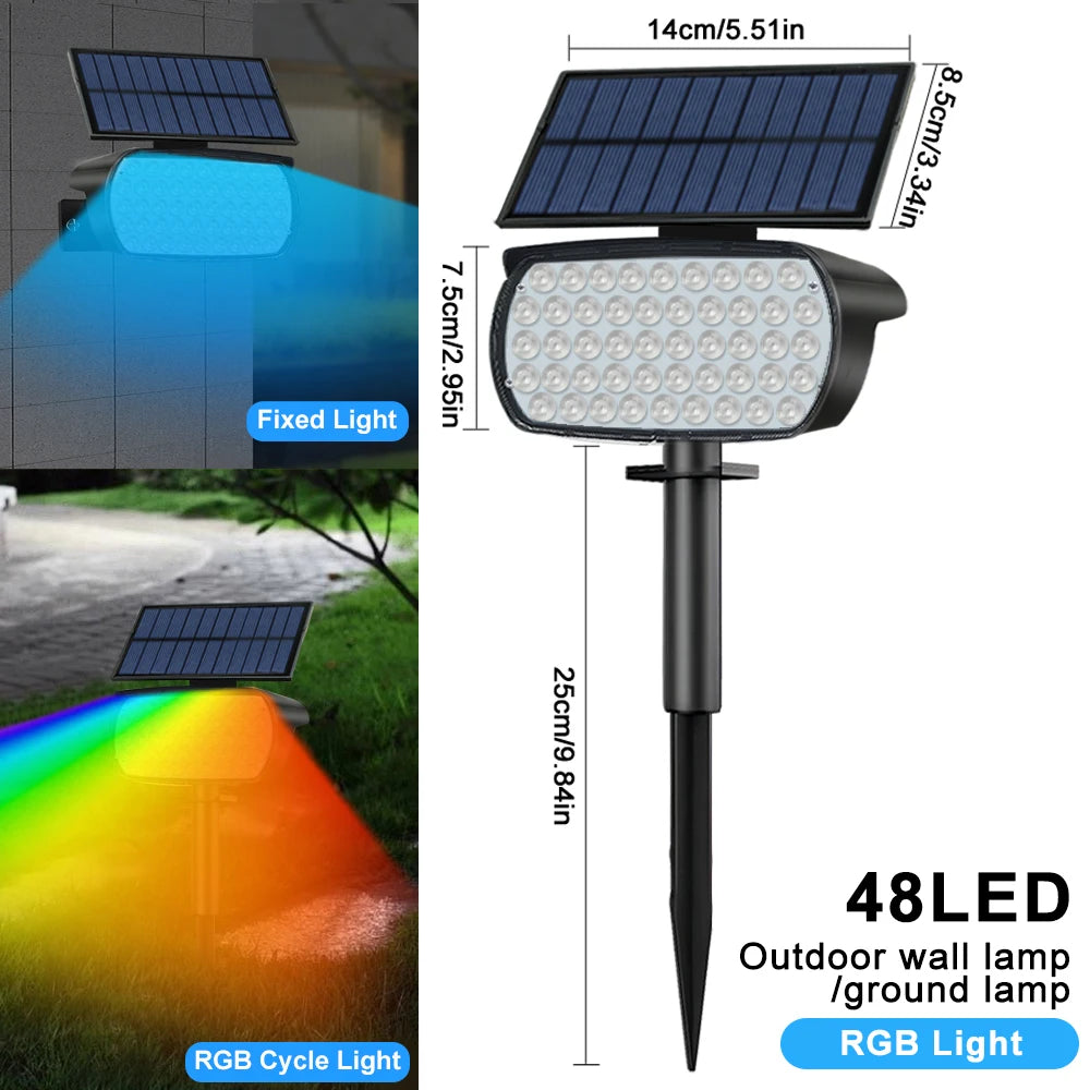 136 LED Solar Spot Landscape Lights Outdoor Waterproof Large Area Lighting Solar Spotlights Garden Pathway Driveway Walkway Zpaxo 48 LED RGB 1PC