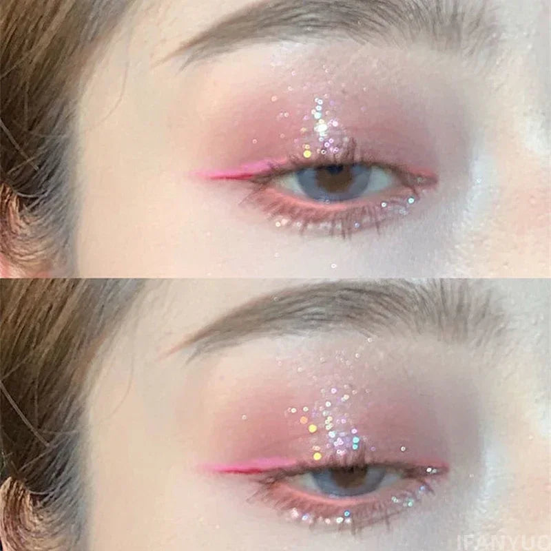12-Color Fine Glitter Eyeshadow Palette Sparkling Pearl Sequins Pink