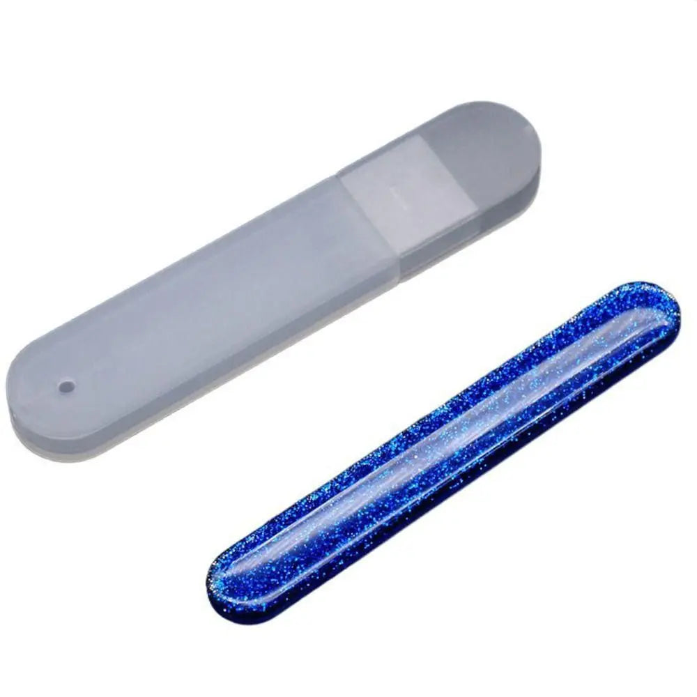 1Pcs Nano Glass Nail File Polisher Salon Manicure Tool Nail Polishing Strip with Storage Case Nail Art Polish Manicure Zpaxo blue