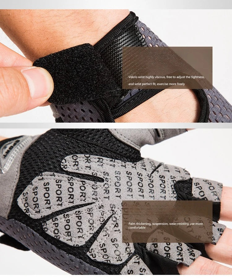 Fitness Half Finger Sports Gloves Men's and Women's Gym Dumbbell Exercise Cycling Hollow Butterfly Mesh Breathable Thin Style Zpaxo