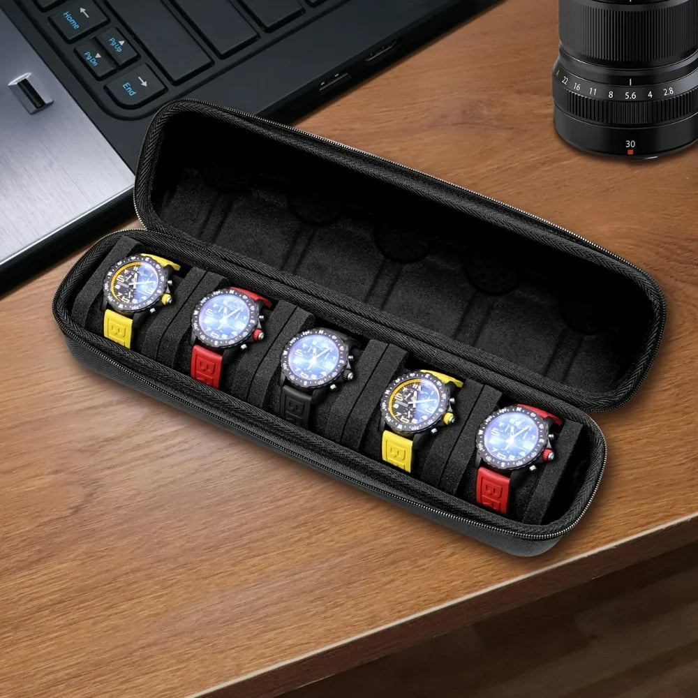 5 Slots Hard Watch Travel Case Display Storage Box Large Capacity