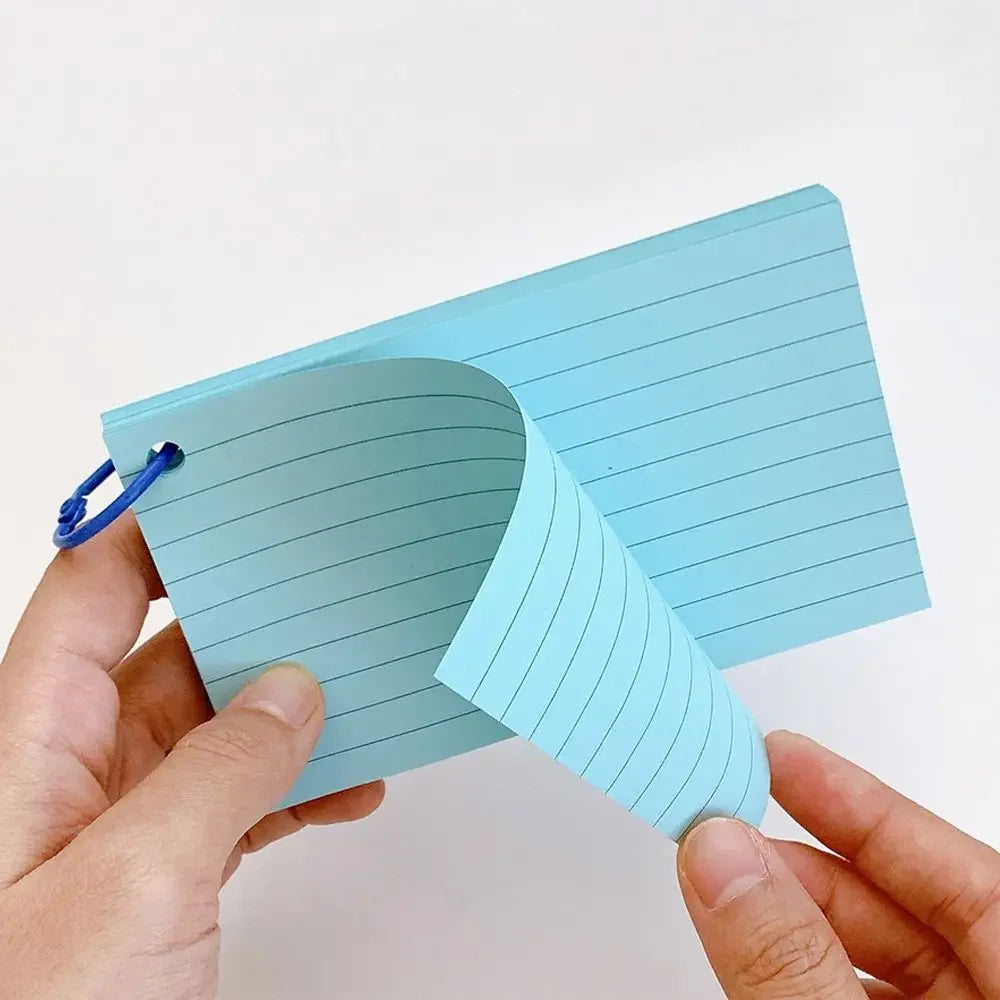 50PCS Loose-Leaf Horizontal Line Index Cards Binder-Compatible Flash Revision Cards Study Office Note Pads for School & Work Zpaxo