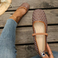 Spring Autumn Women's Solid Square Closed Toe Single Shoes Women Mesh Zpaxo Brown 41