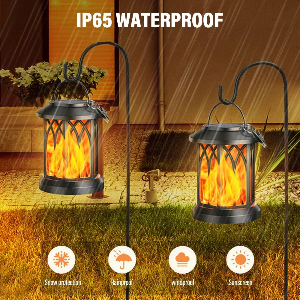 Flame LED Solar Hanging Lantern | IP65 Waterproof Garden Light