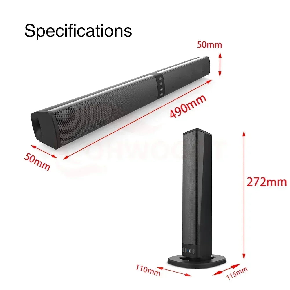 Wireless Bluetooth TV Sound Bar 2 Speaker System Home Theater Subwoofer Soundbar Portable Loud Rechargeable 2 IN1 Speaker Zpaxo