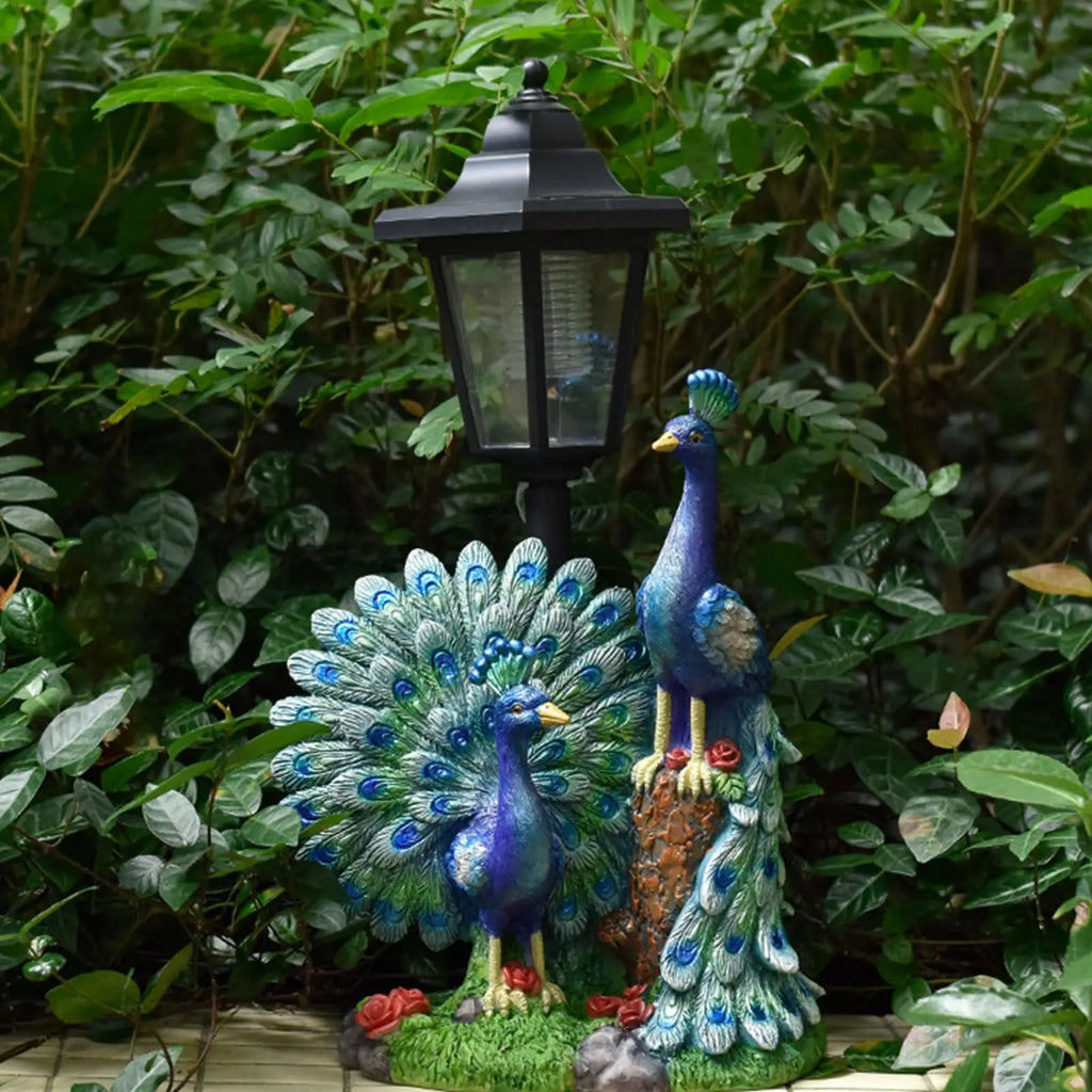Solar Statue Resin Bird Lighting Sculpture Statues Yard Garden Lawn