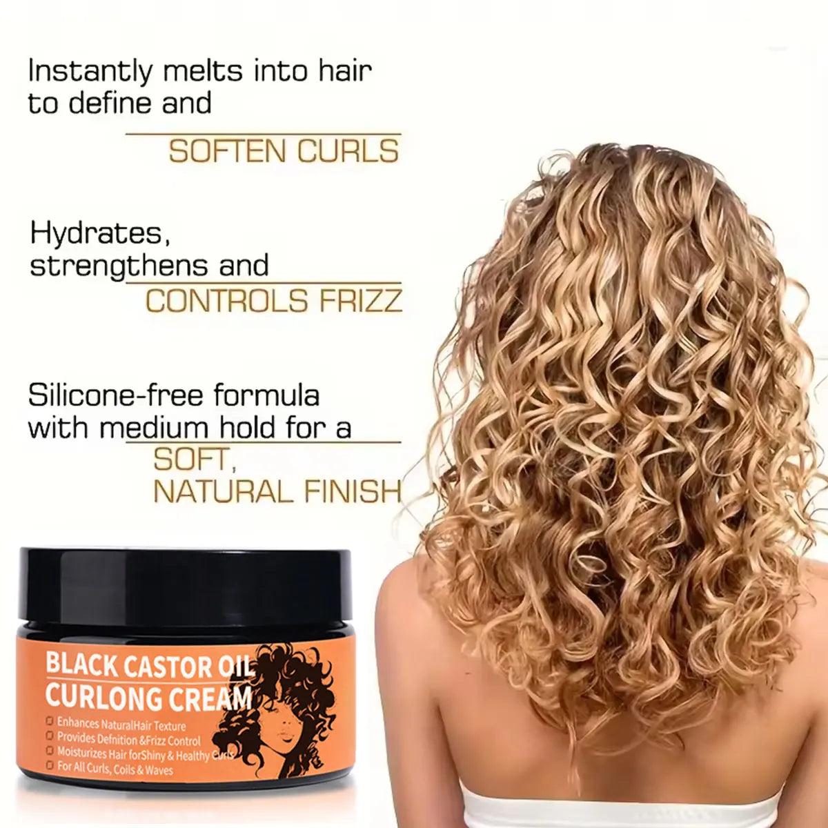 Black Castor Oil Curl Defining Cream – Anti-Frizz & Hydrating Curl Defining Cream Zpaxo