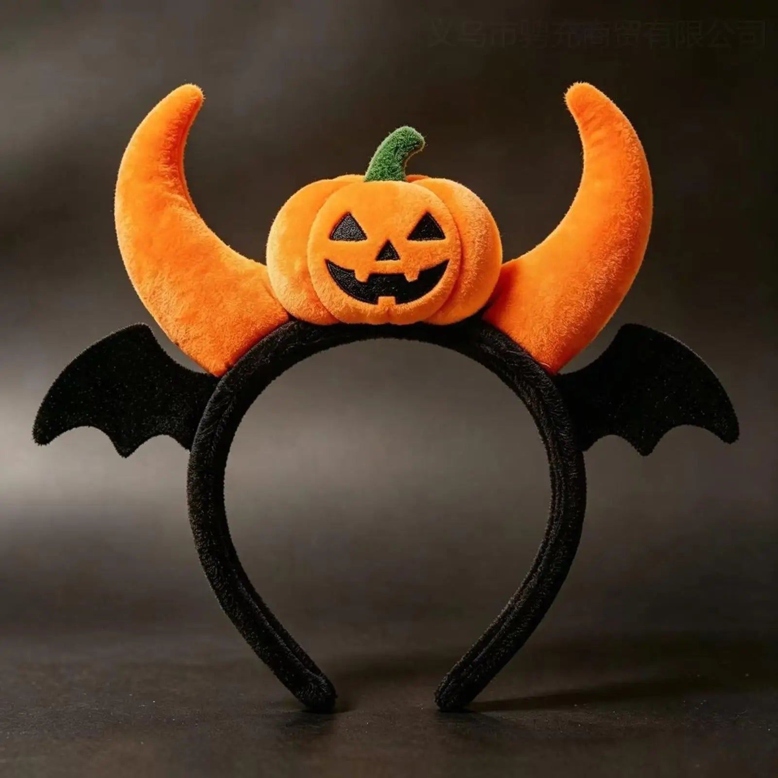Pumpkin Headband Fuzzy Spooky Elastic Bat Wings Headpiece Hair Bands