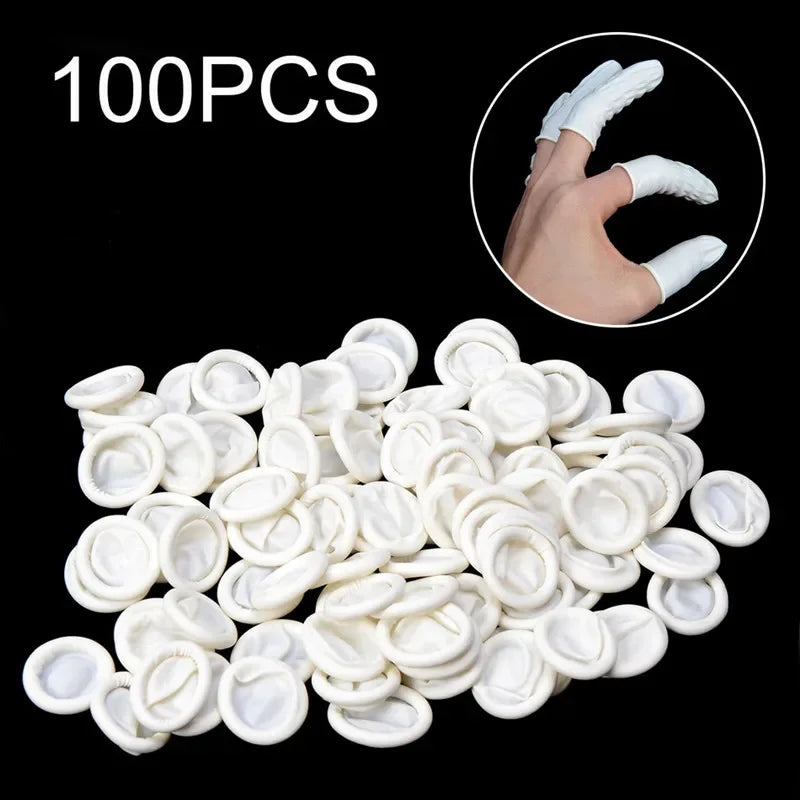 100/200PCS Disposable Finger Cover Rubber Gloves Non-slip Anti-static Latex Finger Cot Fingertip Protector Finger Thumb Sleeve Zpaxo 100 PCS