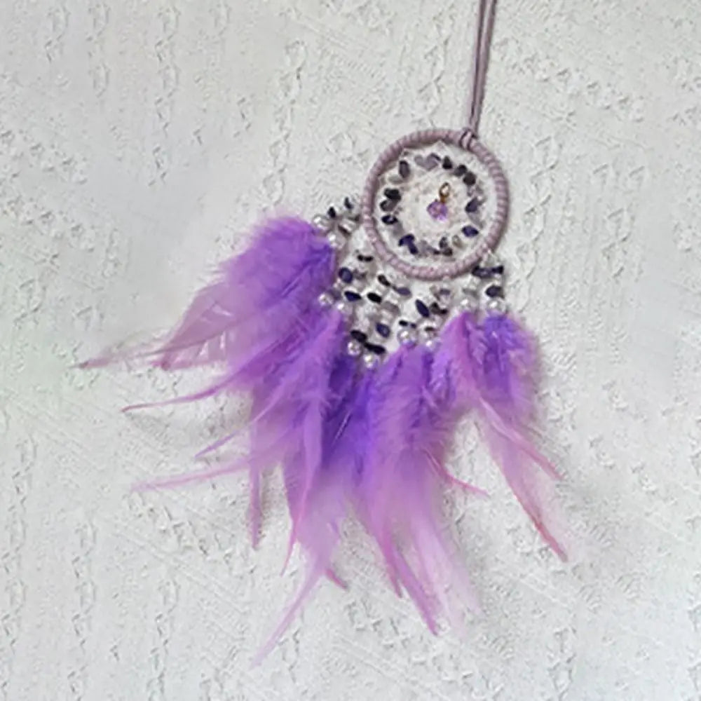 Hand Knitting Dream Catching Wind Chimes Decoration Car Pendant Tassel Catching Pendant Delicate Feathers and Iron Ring Zpaxo