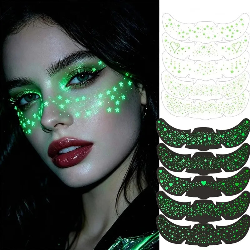4 Sheets Luminous Freckle Tattoo Stickers Long Lasting Sparkle Star