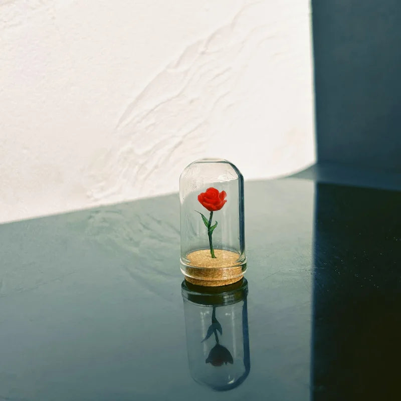 Rose Under Glass Cloche – 1:12 Miniature Dollhouse & Fairy Garden