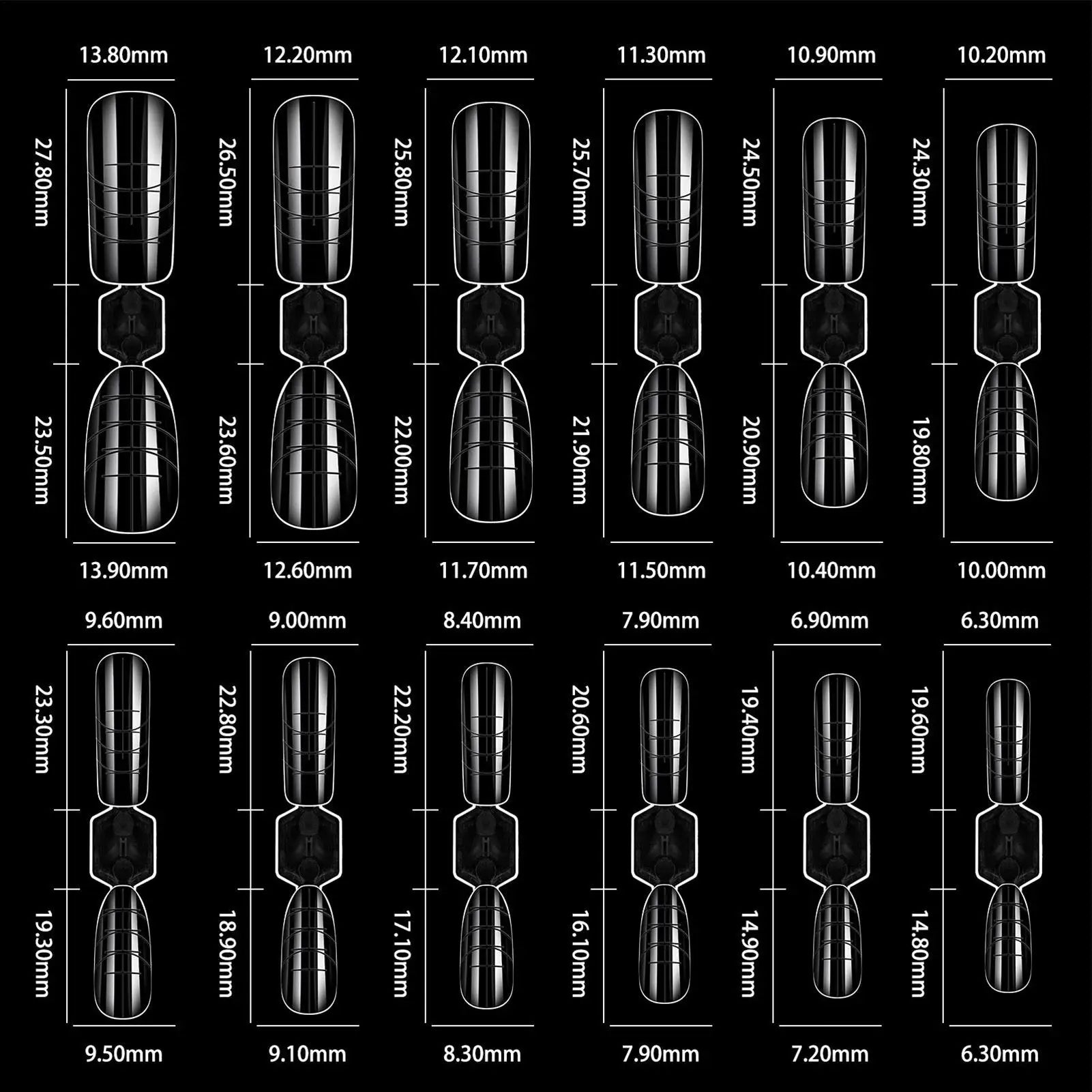 120-Piece Reusable Nail Extension Forms – 12 Sizes Builder Gel Nail Extension Forms Zpaxo
