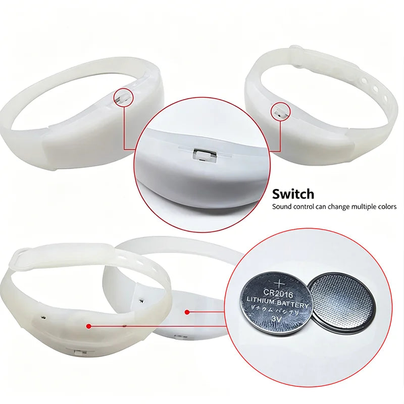 20 Music Sound Activated LED Bracelet Colorful Lights Suitable
