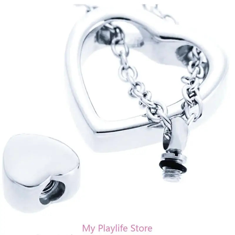 Stainless Steel Double Heart Cremation Urn Necklace Funnel Fill Memorial Ashes 4 Colors Pet Supplies Zpaxo