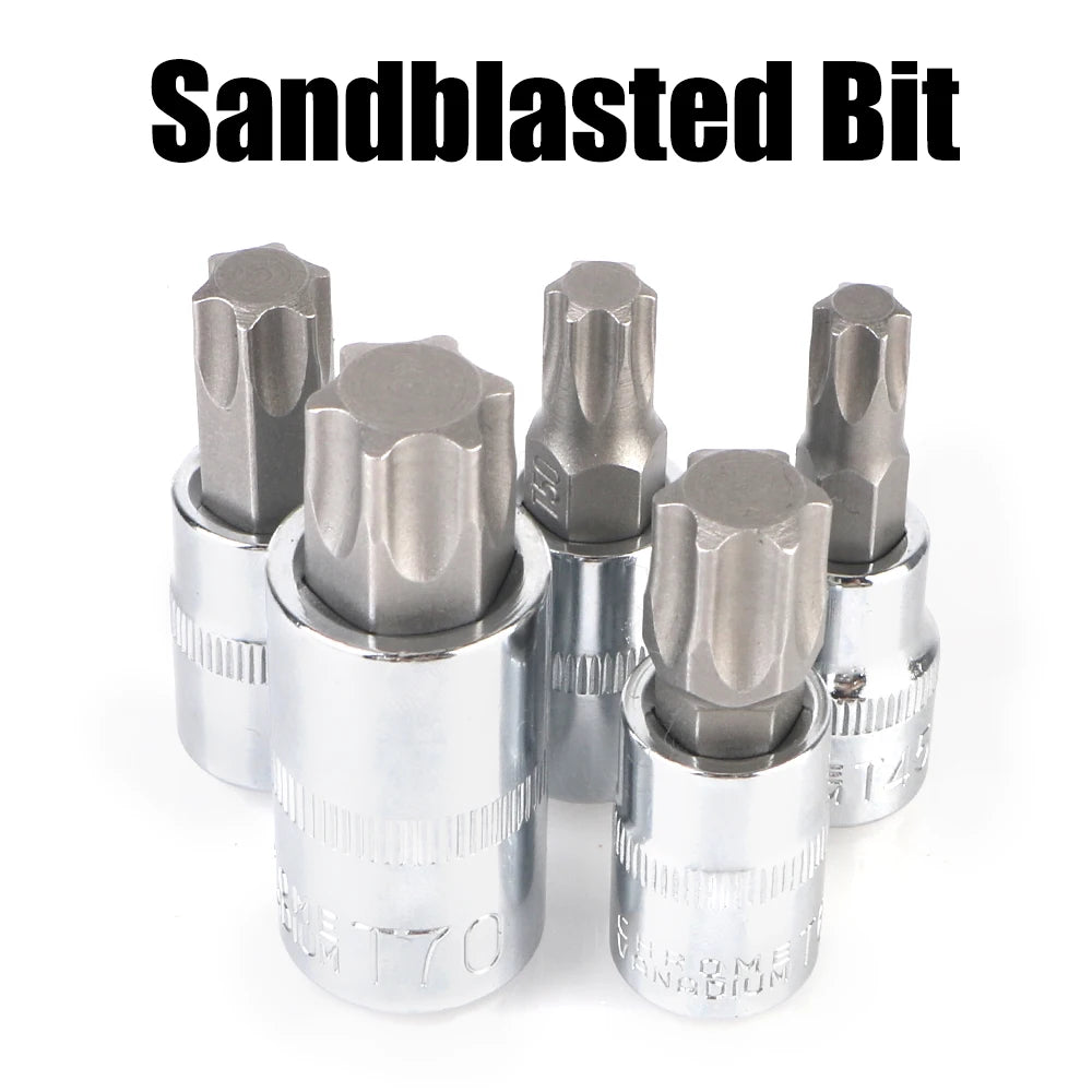 Torx Bit Socket Set For Ratchet Torque Spanner Car Removal Tools 1/4" 3/8" 1/2" Drive Socket Wrench Tools 13 Pcs T8-T70 Zpaxo