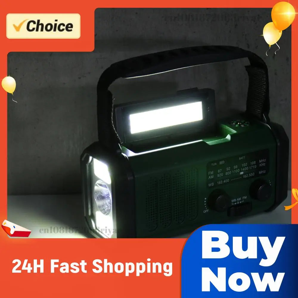 LED Emergency Power Bank AM FM WB 10000mAh Hand Crank Radio