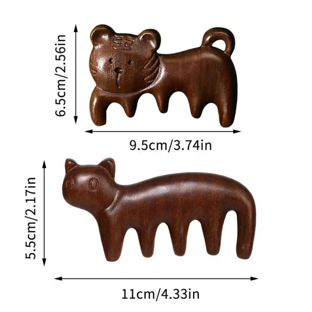 Sandalwood Body Meridian Massage Comb Wide Tooth Animal Shaped Wood Zpaxo