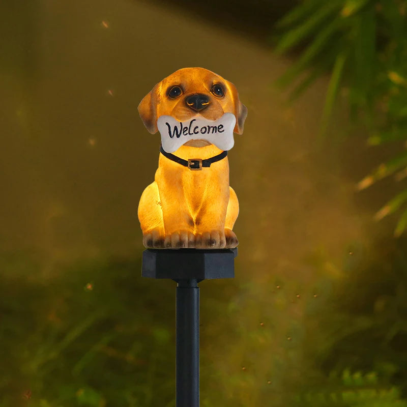 Solar Owl & Dog Resin Garden Lawn Lamp – IP65 Waterproof