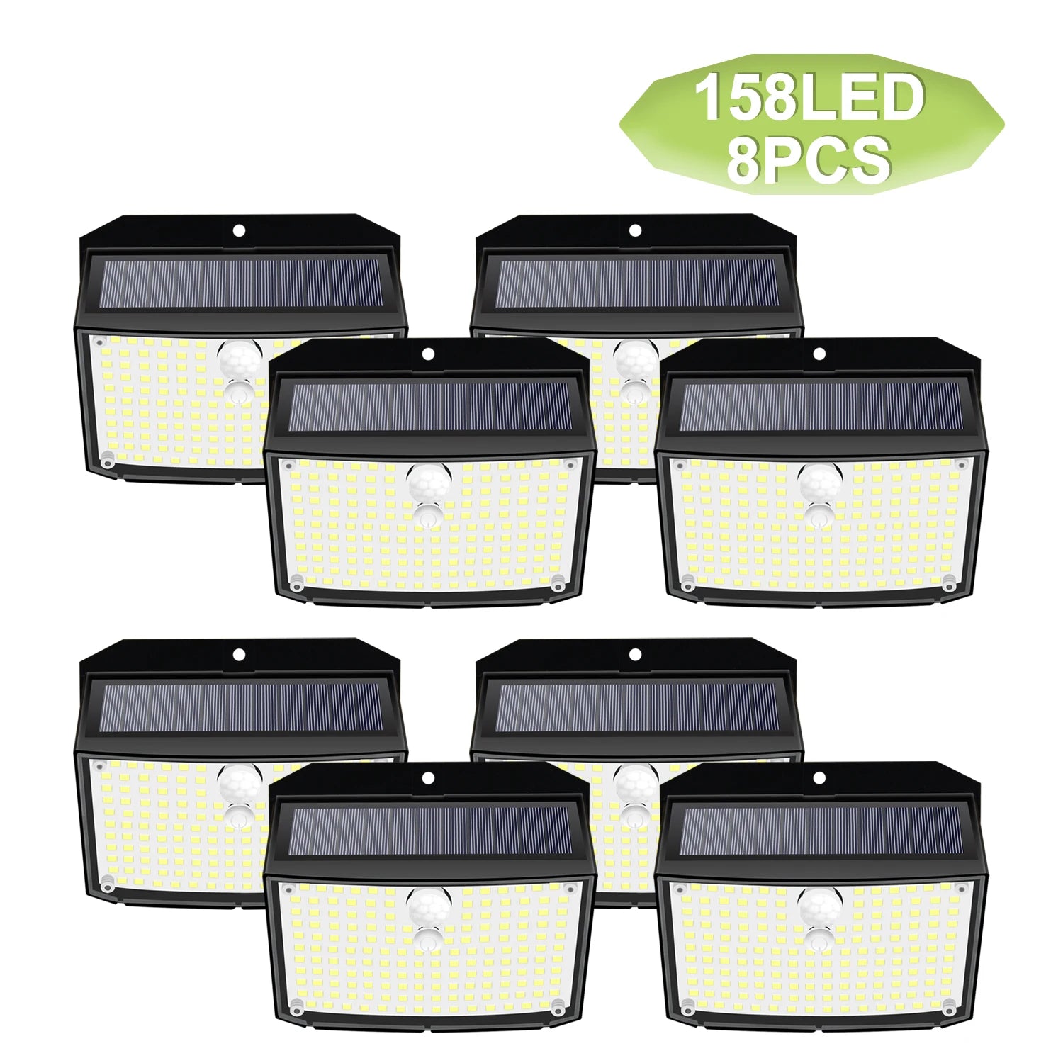 Solar Lights Outdoor 1/4/8pcs 158LED Wireless Motion Sensor Lights Waterproof Solar Security Wall Lights 3 Mode Deck Patio Fence Zpaxo 8pcs
