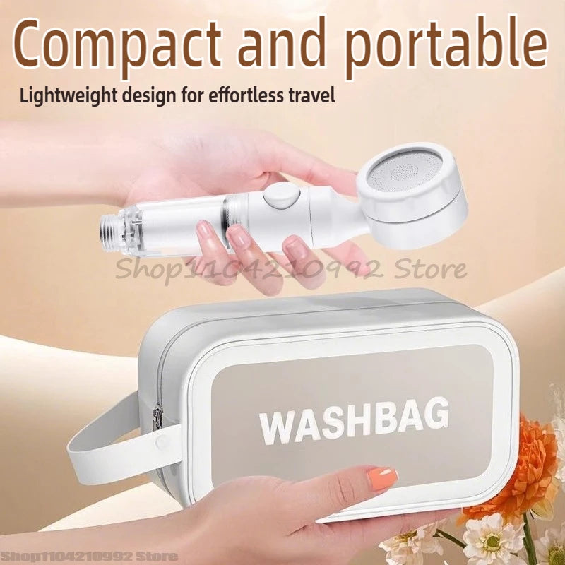 Portable Pressurized Filtration Shower Head with Antibacterial Nozzle for Water Purification Suitable for Travel and Hotels Zpaxo