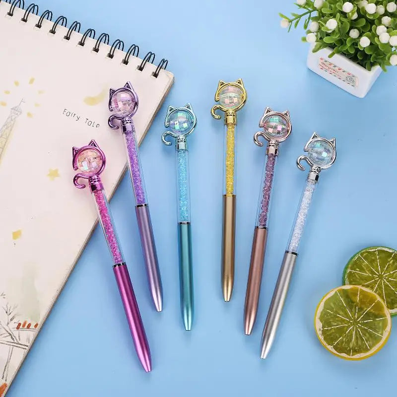 Brilliant Cartoon Cat Rhinestone Pens Ideal As School Supplies Office Zpaxo