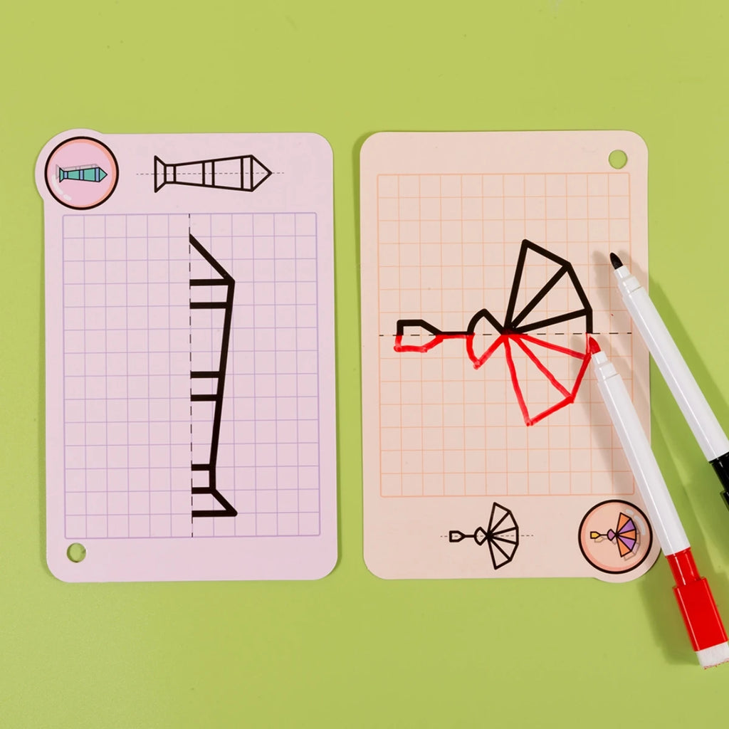 Dry Erase Graffiti Cards, Cartoon Painting Puzzle Educational Toys，Student Teaching Auxiliary Pen Control Exercise Book Zpaxo