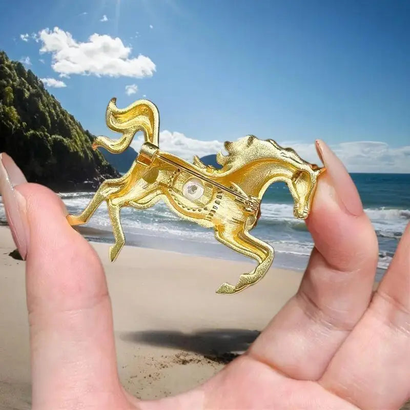 Fashion Rhinestones Pearl Alloy Horse Brooches Zodiac Pony Pins Women Zpaxo