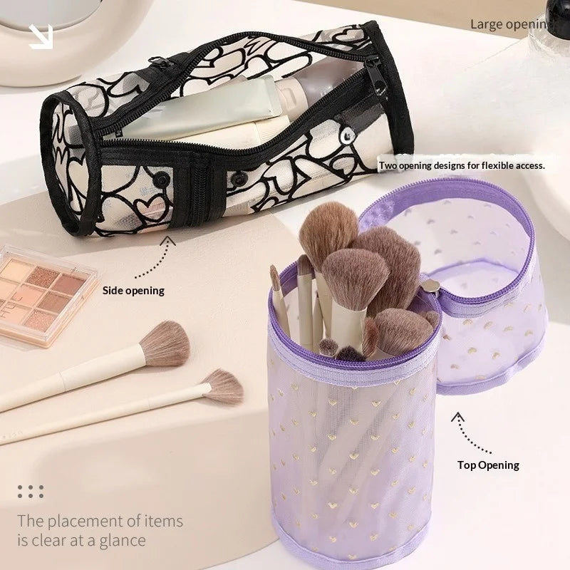 Multi-purpose Mesh Vertical Pencil Case Pencil Pouch Student Stationery Organizer School Supplies Makeup Travel Cosmetic Bag YUZ Zpaxo