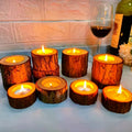 3pcs Nordic Style Wooden Candlestick Base For Bedroom, Room Candle Decoration, Home Use, Tree Stump Candlestick Ornament Zpaxo Default Title