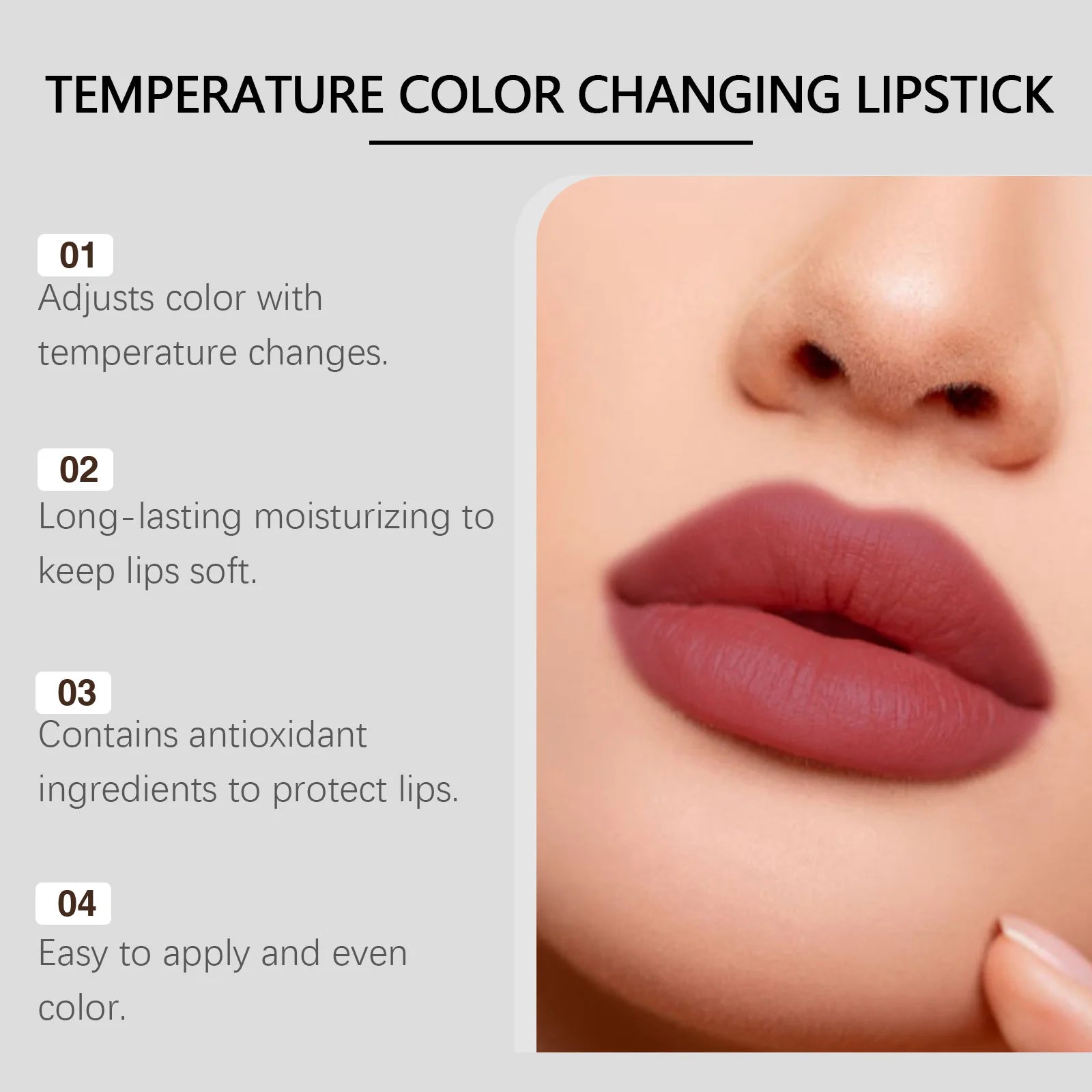 Obsidian Thermochromic Lipstick - Gentle, Moisturizing, Reduces Lip Lines, Protects and Softens Lips Zpaxo