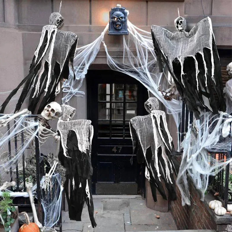 Weather-resistant Hanging Skeleton Ghost Outdoor Halloween Decor