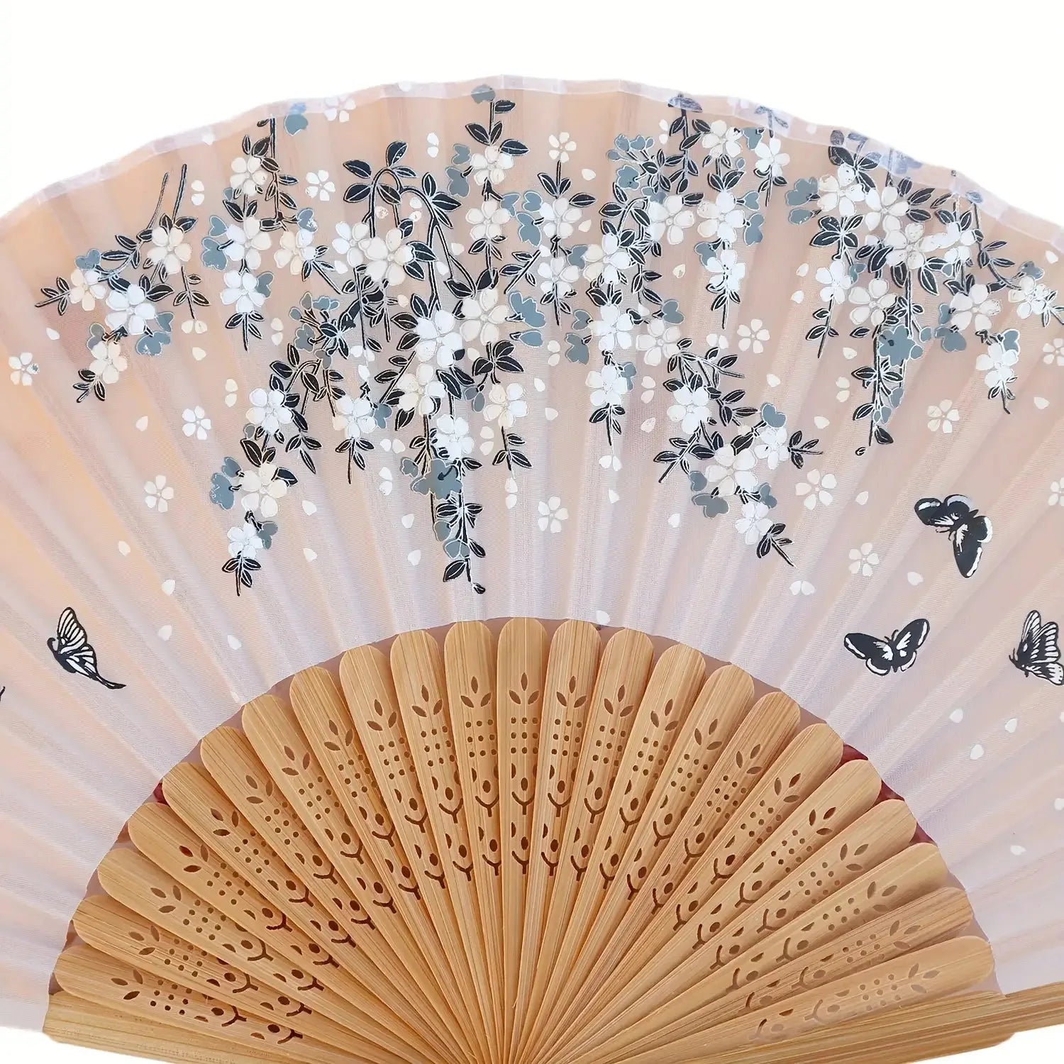 Elegant Bamboo Folding Hand Fan Tassel Traditional Chinese Japanese