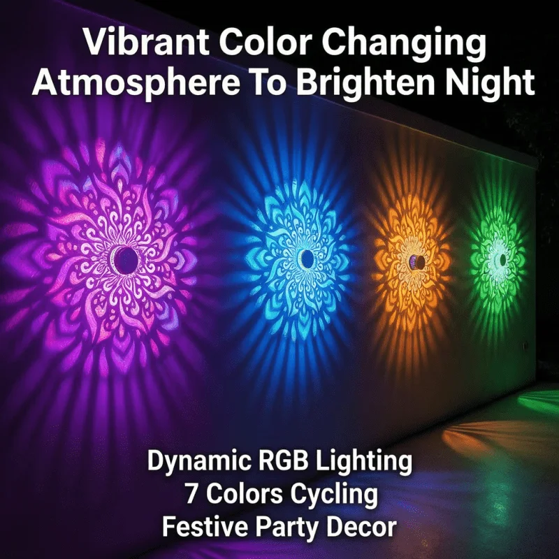Gradient-color Mandala Lamp Solar-powered Garden Decorative Light